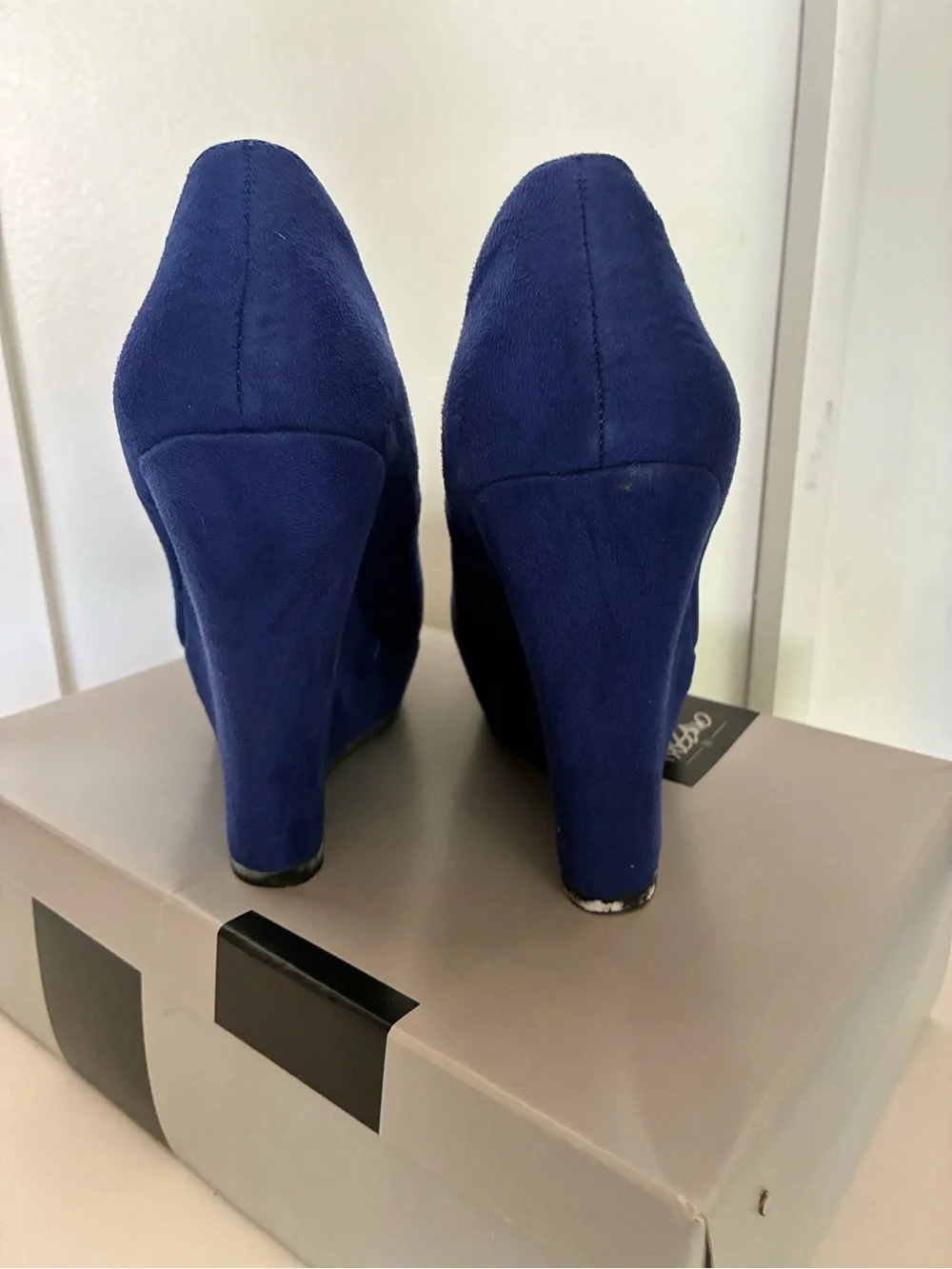 Mossimo Royal Blue Suede Platform Wedge Pumps